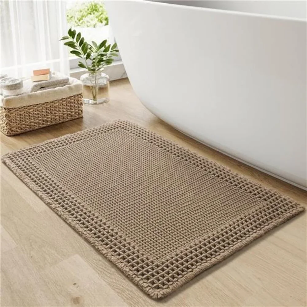 Waffle Bath Mat, Super Absorbent Non Slip, Machine Washable, Ultra Soft